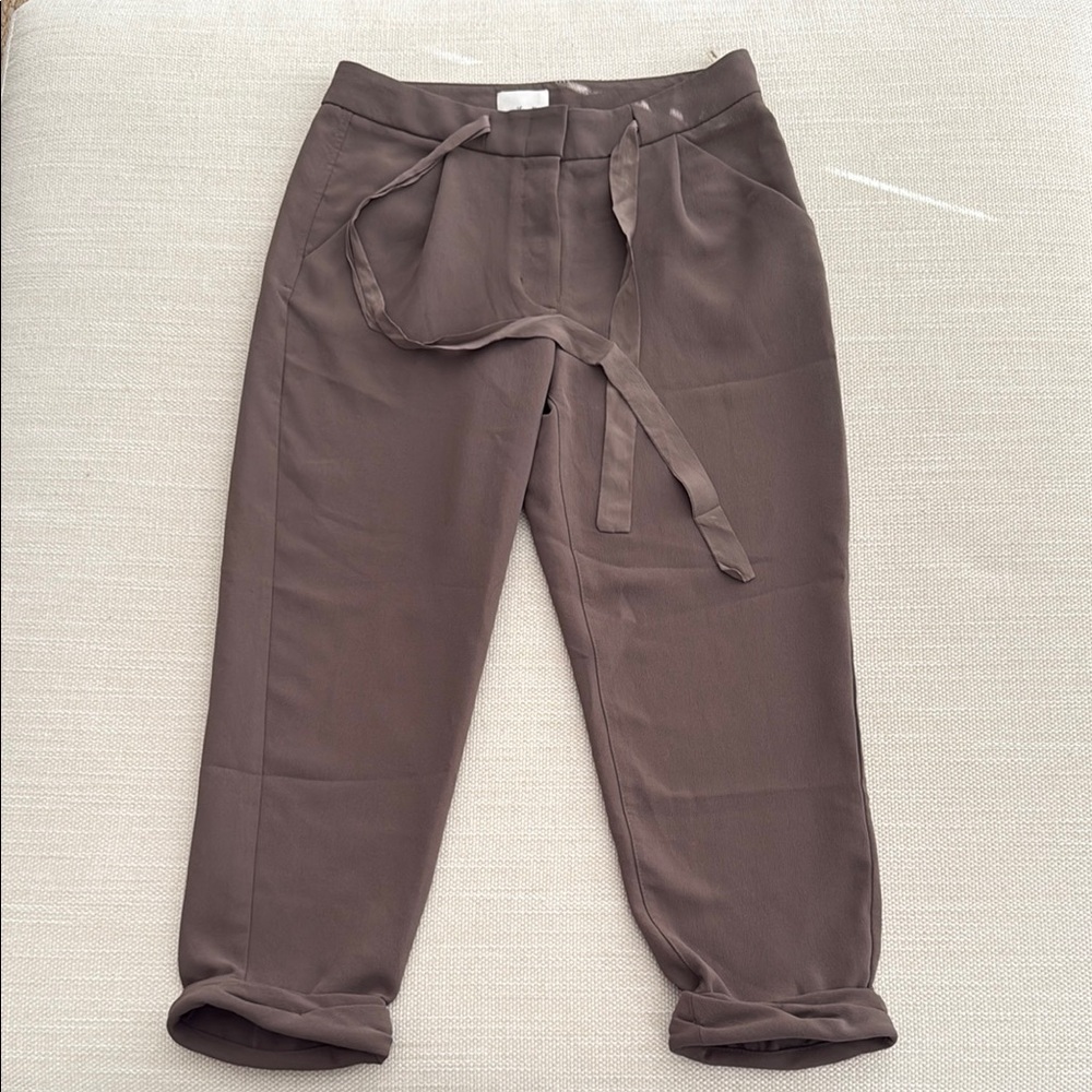 Aritzia Wilfred Allant Brown Tie-Waist Pants